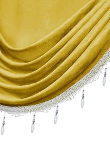 1pc Pendant Decor Window Valance, Modern Polyester Curtain Valance For Living Room - Gold - View 6