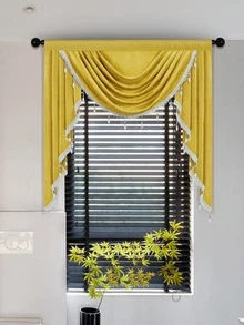 1pc Pendant Decor Window Valance, Modern Polyester Curtain Valance For Living Room - Gold - View 3