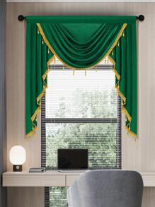 1入組吊墜裝飾窗幔客廳現代滌綸窗簾帷幔 - 綠色 - 查看 6