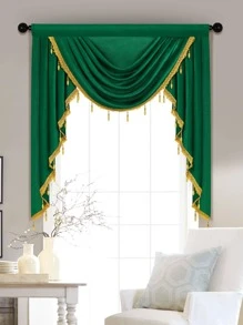 1入組吊墜裝飾窗幔客廳現代滌綸窗簾帷幔 - 綠色 - 查看 5