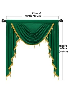 1入組吊墜裝飾窗幔客廳現代滌綸窗簾帷幔 - 綠色 - 查看 9