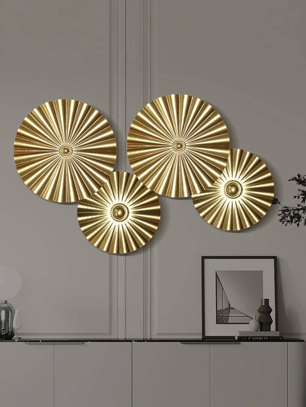 1pc Round Wall Hanging, Minimalist Golden Round Shaped Iron Hanging