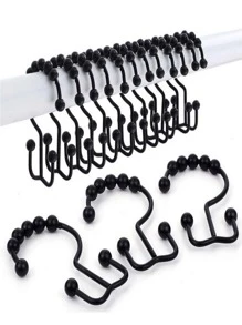 Móc treo rèm tắm trơn 2 cái - màu đen - Xem 4