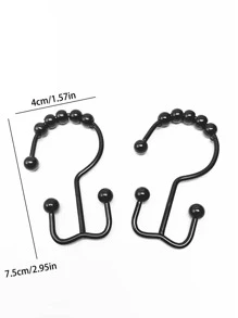 Móc treo rèm tắm trơn 2 cái - màu đen - Xem 3