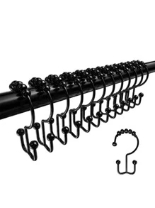 Móc treo rèm tắm trơn 2 cái - màu đen - Xem 1