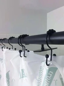 Móc treo rèm tắm trơn 2 cái - màu đen - Xem 2