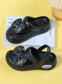 Fashionable Vented Clogs For Women, Bow Decor Cut Out Design Clogs - Black - View 1