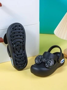 Fashionable Vented Clogs For Women, Bow Decor Cut Out Design Clogs - Black - View 2