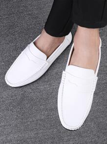 Giày Lười Nam Minimalist Stitch Trim, Giày Lười Thường Màu Trắng Giải Trí - trắng - Xem 4