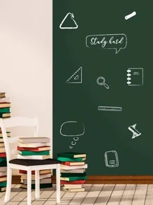 1pc Solid Color Blackboard, Simple Multi-purpose Self-adhesive Blackboard For Student, School, Office - Green - View 3