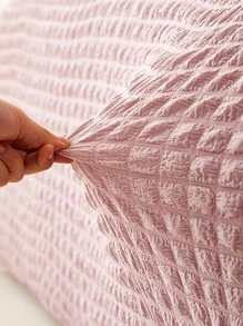 1 Màu Trơn Bọc Đầu Giường, Hồng Seersucker Tấm Bảo Vệ Đầu Giường Cho Phòng Ngủ - Hồng - Xem 2