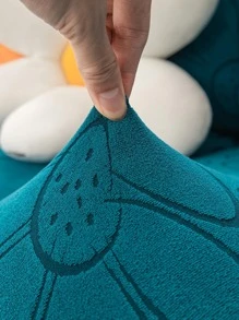 1入組花卉提花彈力沙發座套，客廳用現代滌綸沙發靠墊套 - 藍色 - 查看 3