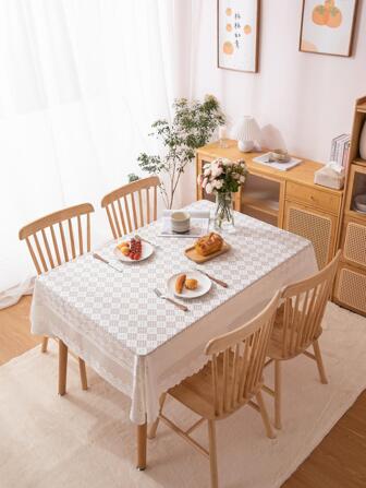 1 pieza Mantel geométrico jacquard retro poliéster decorativo para casa