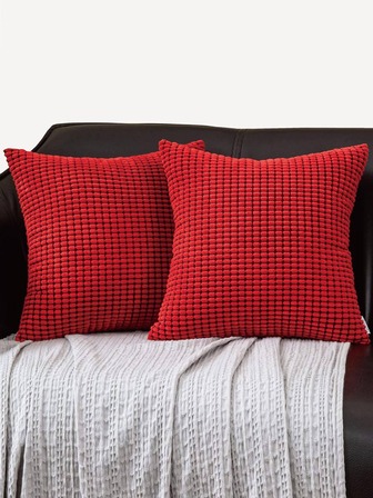 1入組無填充物素色靠墊套極簡主義燈芯絨裝飾抱枕套適用於客廳家居裝飾