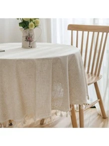 1入組杏色桌布波西米亞滌綸流蘇家居裝飾桌布 - 杏色 - 查看 1