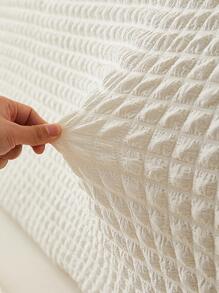 1入組素色床頭板罩臥室用白色泡泡紗床頭板保護罩 - 白色 - 查看 2