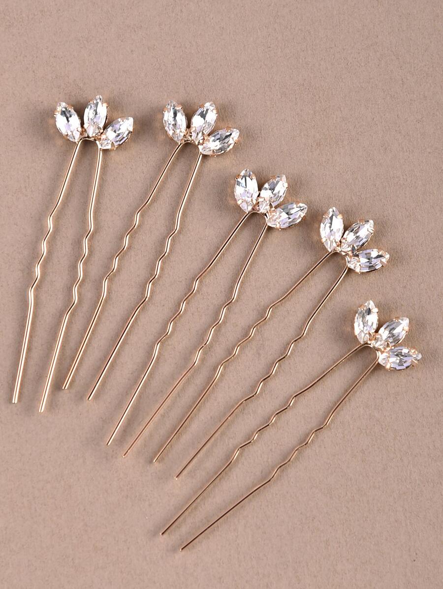 5 Piezas Tenedor De Pelo De Vidrio Hecho A Mano Con Cristales Y Forma De Hoja Para Novias, Bodas, Fiestas Elegantes Para Mujeres