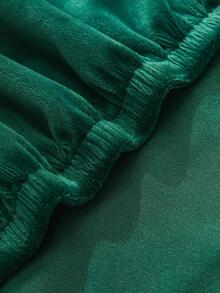 1pc/2pcs Silver Fox Plush Solid Color Duck Billed Chair Cover, Suitable For Dining Room Chairs, Decorative And Dust-Proof - Dark Green - View 4