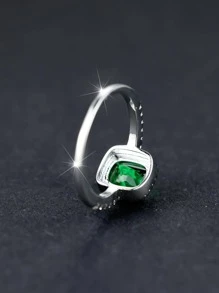 1 件优雅水钻方形戒指情人节 - 綠色 - 查看 3