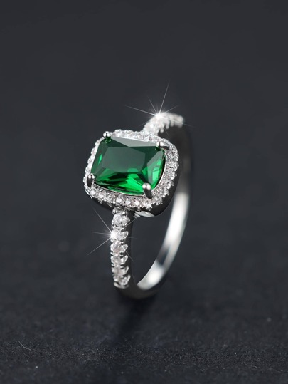 1 قطعة خاتم شكل مربع مزين بالراينستون أنيق عيد الحب