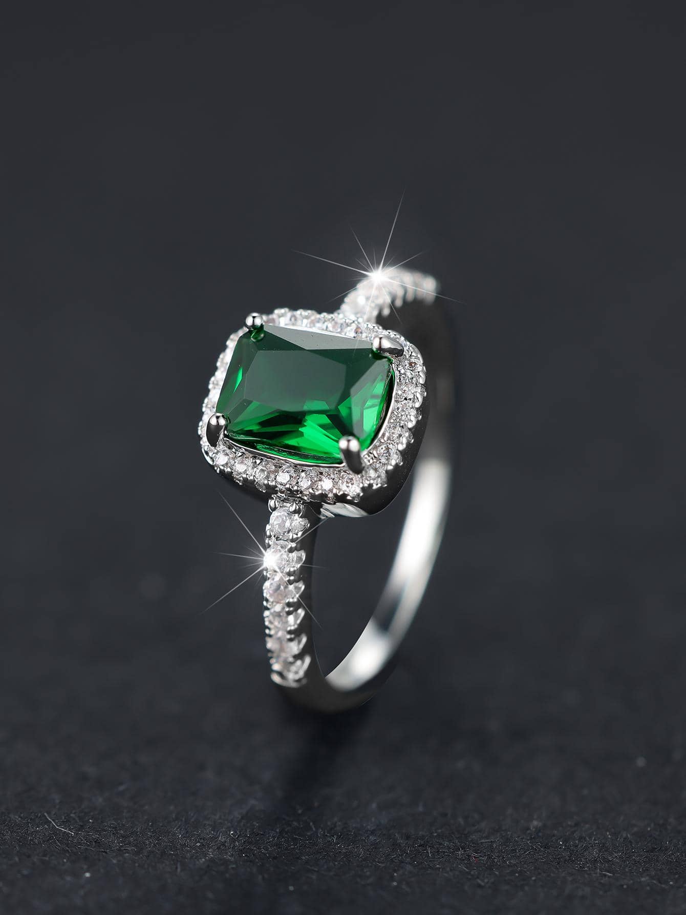 1 件优雅水钻方形戒指情人节 - 綠色 - 查看 1