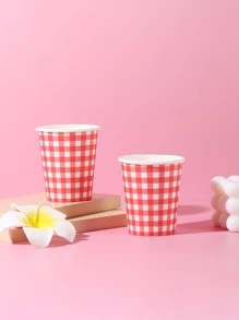 10入組/套一次性紙杯現代主義格子圖案一次性紙杯派對 - 彩色 - 查看 1