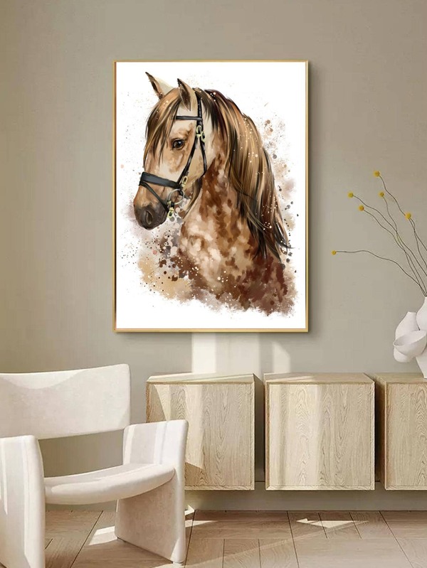 Horse Print Unframed Painting, Modern Animal Print Wall Art Painting