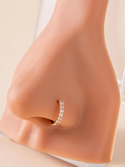 1pc Personalized Simple Copper & Cubic Zirconia Luxury Nose Ring For Women Party Gift Copper Jewelry