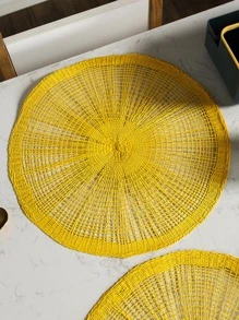 2入組黃色編織隔熱墊,適用於家庭、廚房、餐廳、生日派對、婚禮、慶祝活動、牆面裝飾、桌面裝飾,自然材料簡約時尚設計 - 黃色 - 查看 2