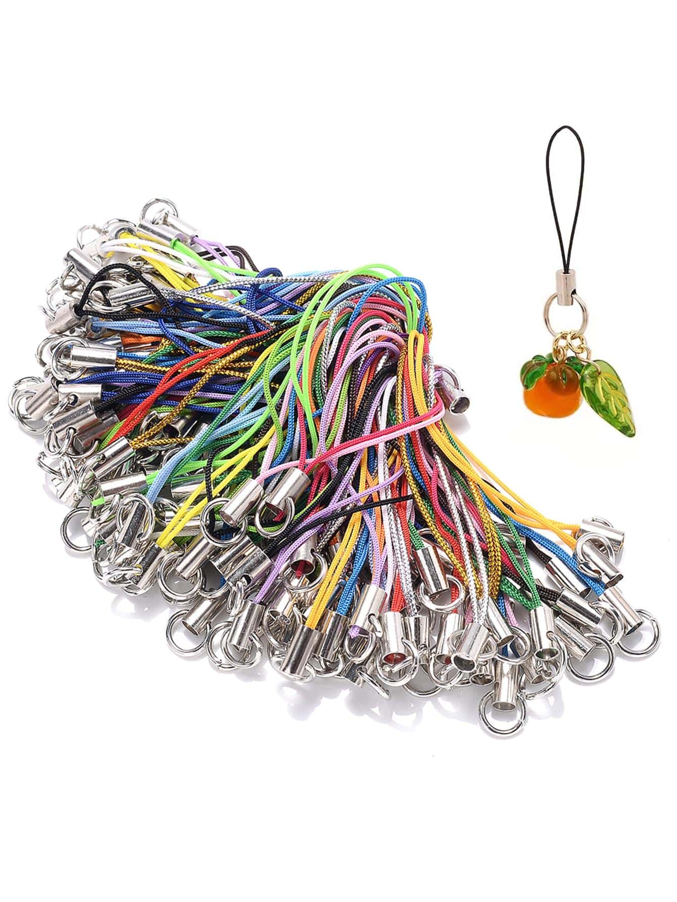100Pcs/Set Random Mixed Color Polyester Cord With Jump Ring Lanyard Rope For Making Keychain DIY Craft Pendant Handmade Materials