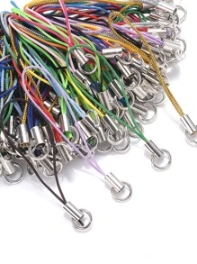 100Pcs/Set Random Mixed Color Polyester Cord With Jump Ring Lanyard Rope For Making Keychain DIY Craft Pendant Handmade Materials - Multicolor - View 4