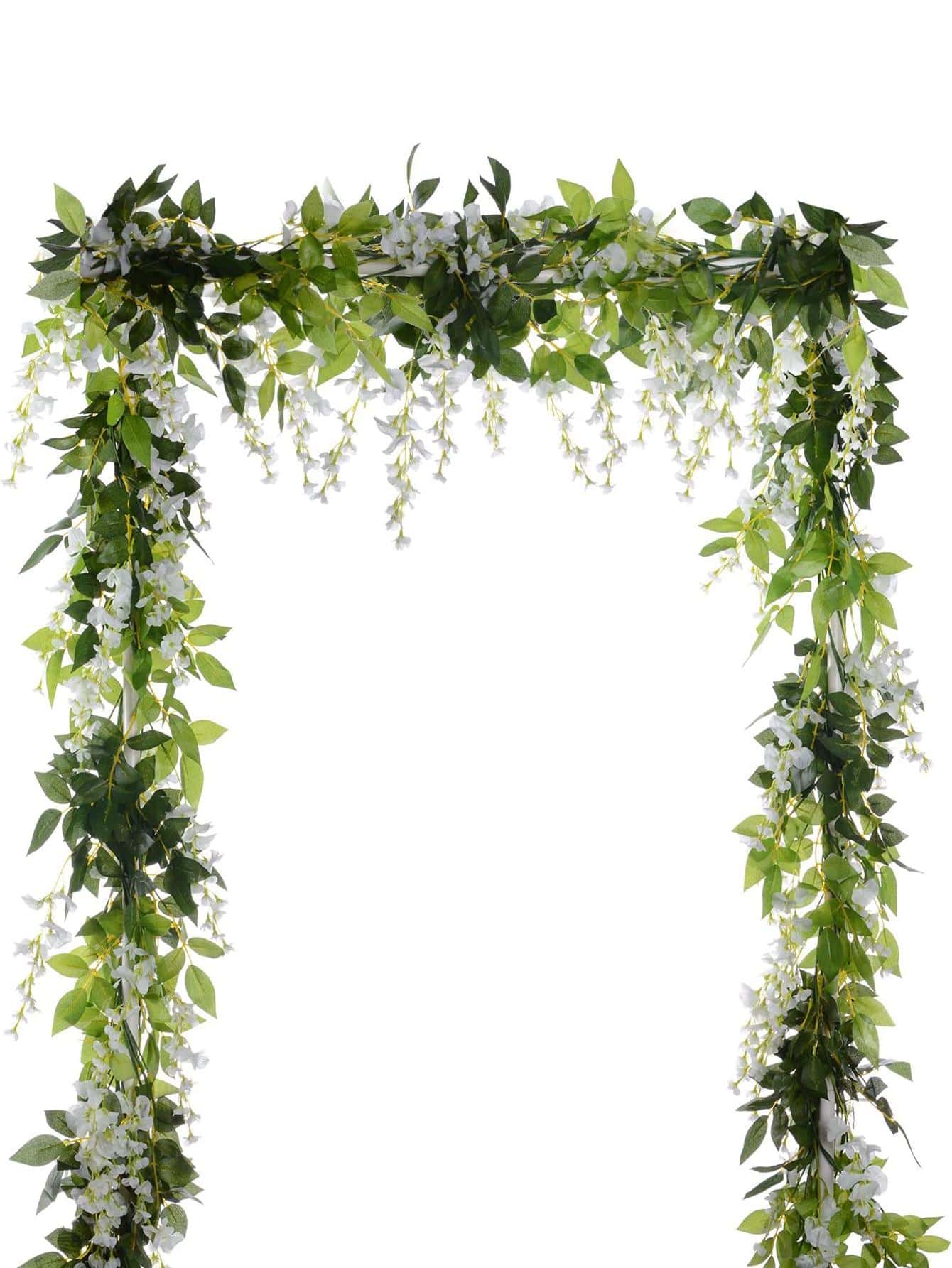 1入組/2入組人造絲常春藤花環，人造藤蔓掛花，家庭花園戶外儀式婚禮拱門花卉裝飾（白色） - 白色 - 查看 1