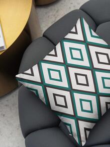 1pc Diamond Checked Printed Pillowcase - Multicolor - View 2