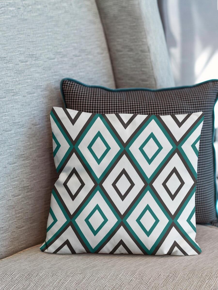 1pc Diamond Checked Printed Pillowcase - Multicolor - View 1