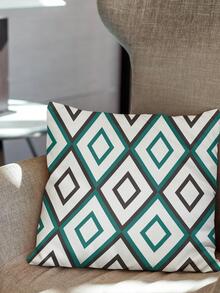 1pc Diamond Checked Printed Pillowcase - Multicolor - View 3