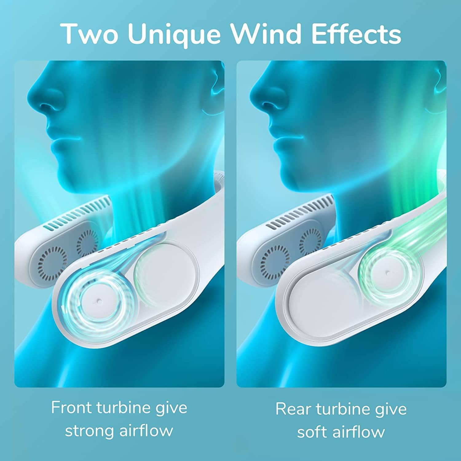 JISULIFE Four Turbo Neck Fan, Upgraded Portable Fan, Bladeless Personal