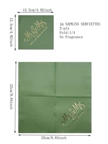 16pcs Letter Graphic Disposable Napkin, Green Paper Table Napkin For Wedding Party - Green - View 7
