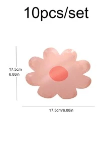 Juego de platos de cena desechables con diseño floral de 10 piezas - Rosa - Ver 2