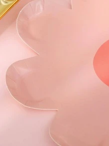 Juego de platos de cena desechables con diseño floral de 10 piezas - Rosa - Ver 3
