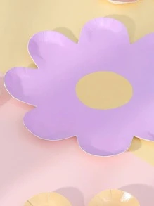 一次性花朵形狀餐盤,套裝6 - 彩色 - 查看 3