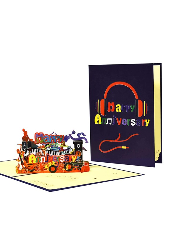 1pc 3D Greeting Card, Paper Greeting Card For Anniversary Gift