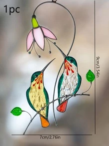 1入組小鳥設計花園裝飾用品綠色塑膠家居飾品裝飾