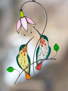 1入組小鳥設計花園裝飾用品綠色塑膠家居飾品裝飾