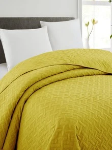 Solid Color Quilted Bedspread, Yellow Bed Quilt, For Bedroom - Yellow - View 2