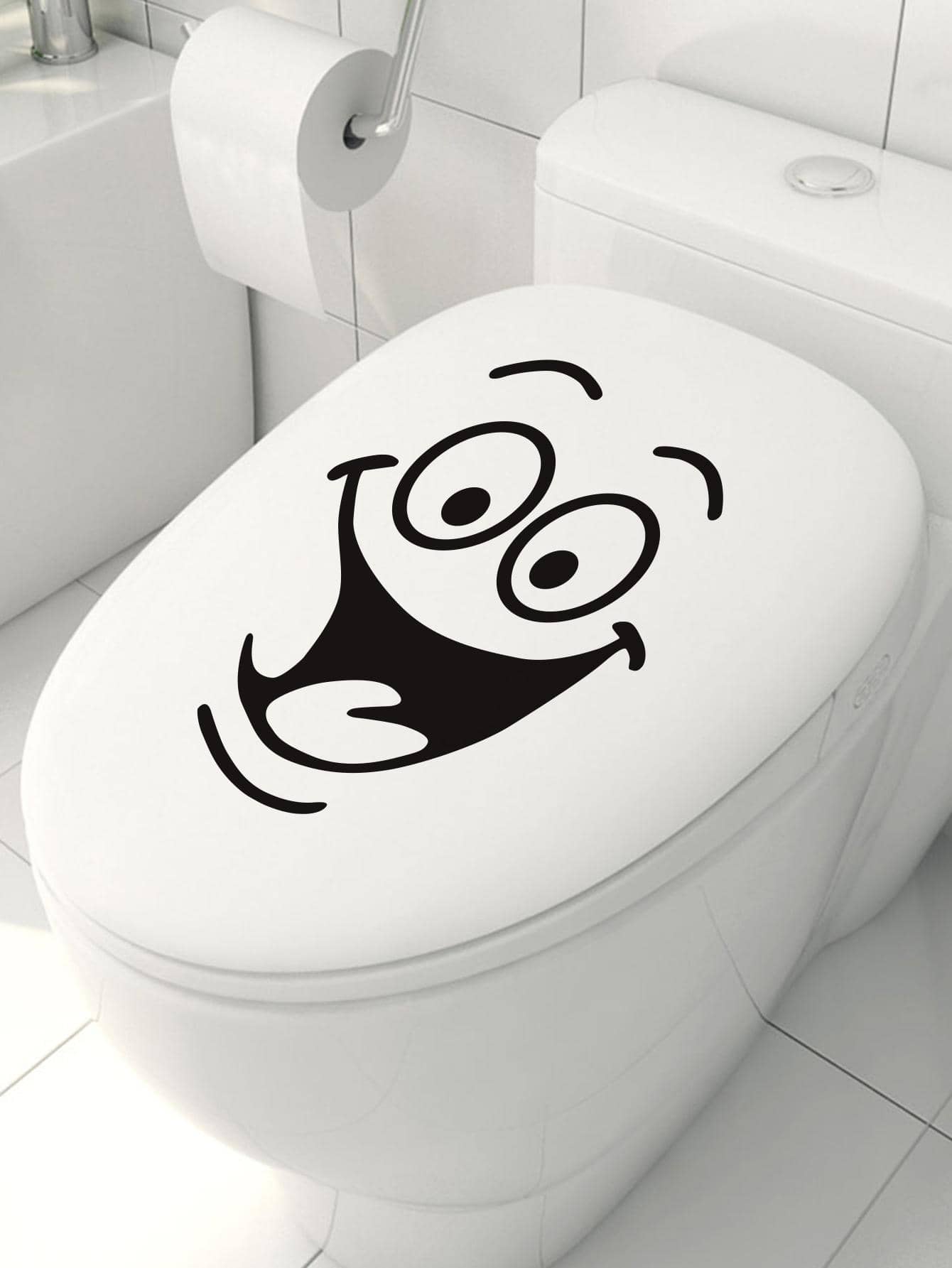 SUPSTICKER 1 件黑色透明马桶贴纸浴室可爱创意标志自粘防水防潮马桶贴纸、贴纸、墙贴花、乙烯基贴花用于家居装饰、春季装饰品让您的家焕然一新、拉玛装饰贴纸