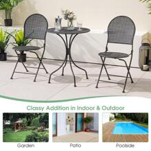 3pcs Patio Bistro Set Outdoor Conversation Furniture Table & Folding Chair