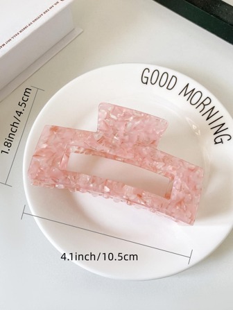 1pc Women Graphic Rectangle Fashionable Hair Claw For Daily Life Street,Pink Accessories Claw Clips Hair Clips Hair Jaw Clip Hair Clamps Hair Clutch Hair Catcher Clip Fall Winter Hair Accessories For Women For Vacation Outfits Woman