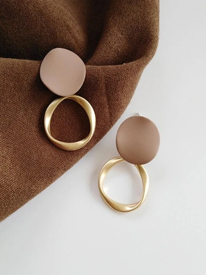 HOTNICE 1pair Fashion Geometric Design Stud Earrings For Women For Daily Decoration