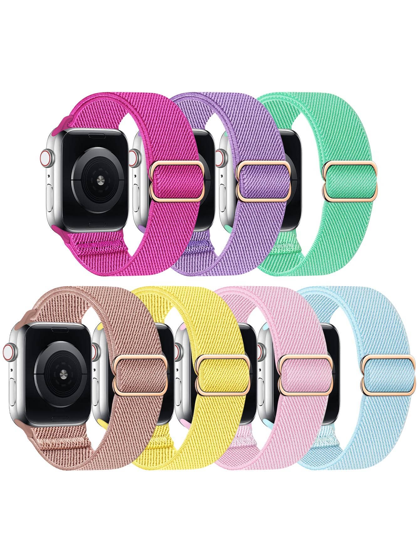 Correa de 7 piezas de nailon compatible con Apple Watch/Fitbit Versa 2 - Multicolor - Ver 1