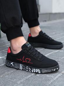 男士夏季新款防滑耐磨休閒運動帆布鞋 - 黑色 - 查看 2